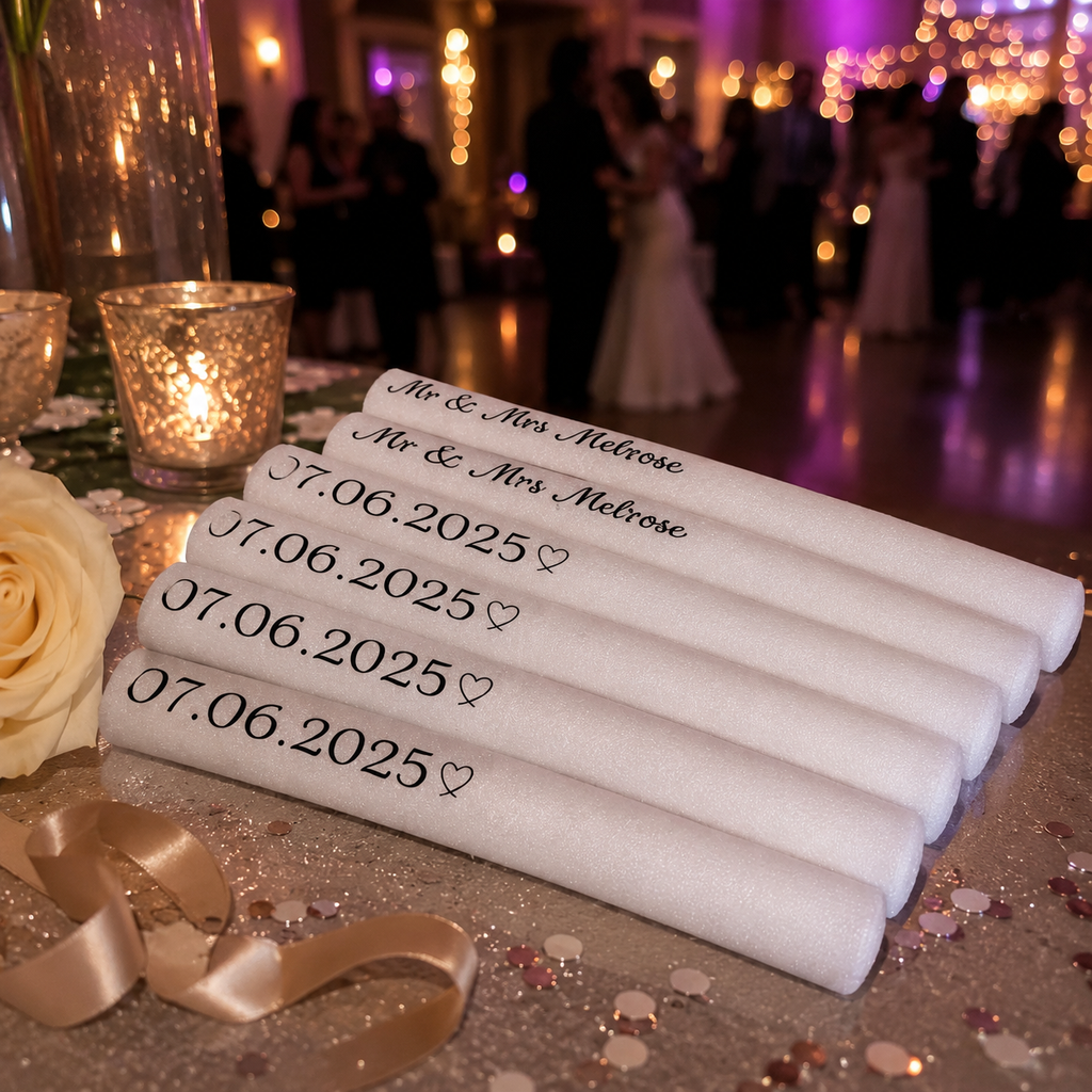 Personalised Wedding LED Glow Sticks | Wedding Reception Party Favours | Glow Stick Dance Floor Accessories