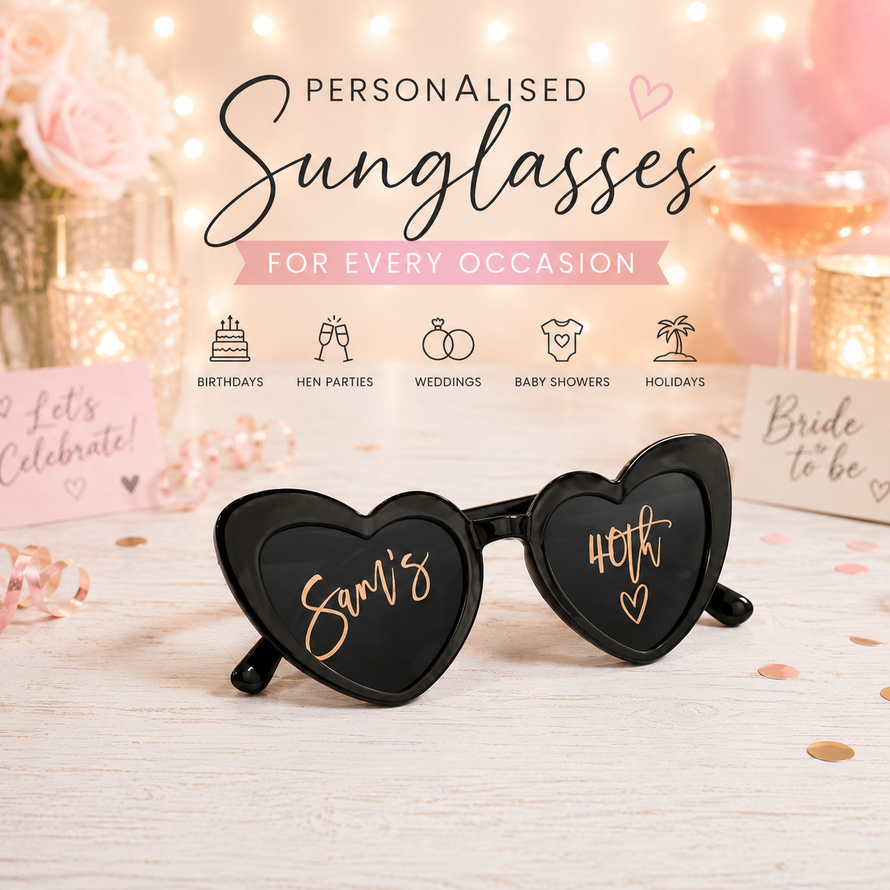 Personalised Birthday Heart Sunglasses