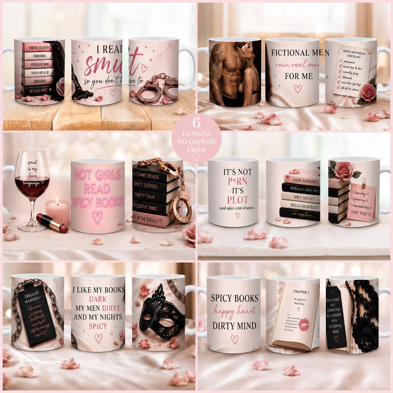 Personalised Smut Book Lover Mug | Spicy Romance Reader Coffee Cup | BookTok Gift | Choose Your Design