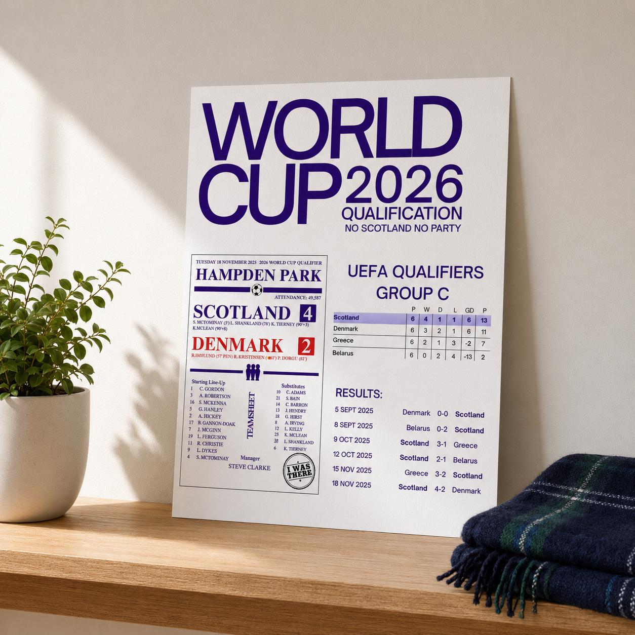 Scotland World Cup 2026 Qualification Print | Scotland Football Poster | A4 Unframed Scotland Fan Gift