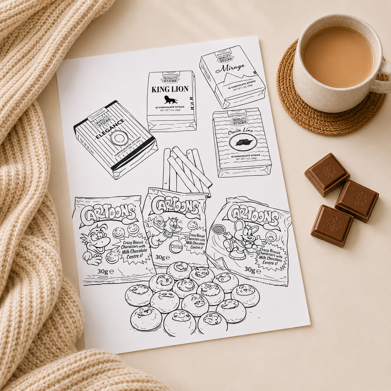 Nostalgia Food Colouring Book – Retro Snacks & Sweets A4 Colouring Pages