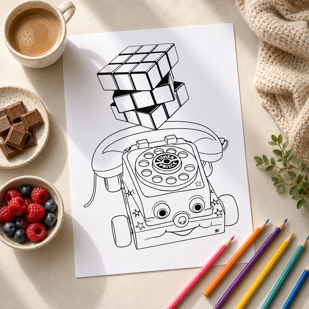 90s Nostalgia Colouring Book – 20 Page Retro Inspired A4 Colouring Book for Adults & Teens