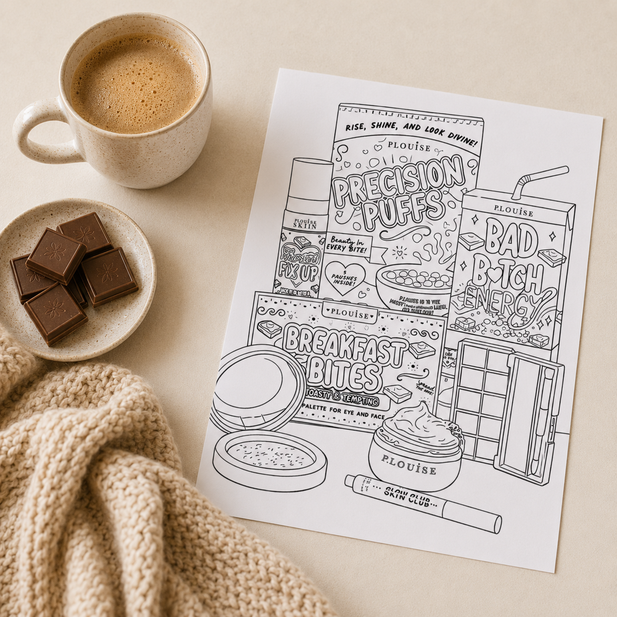 PLOUISE Inspired Colouring Book – 20 Page Beauty & Makeup Themed Colouring Book