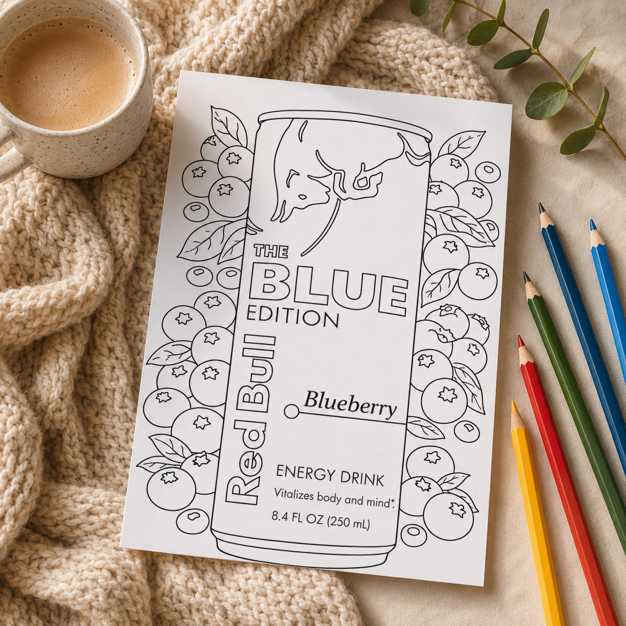 Red Bull Inspired Energy Drink Colouring Book