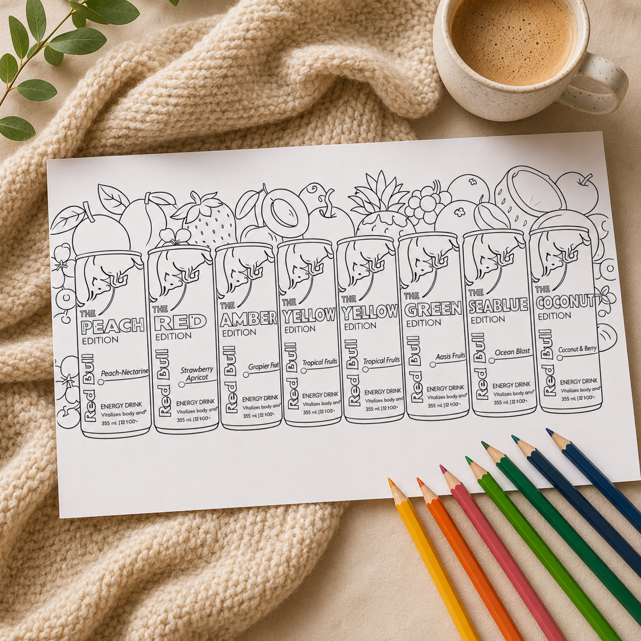 Red Bull Inspired Energy Drink Colouring Book