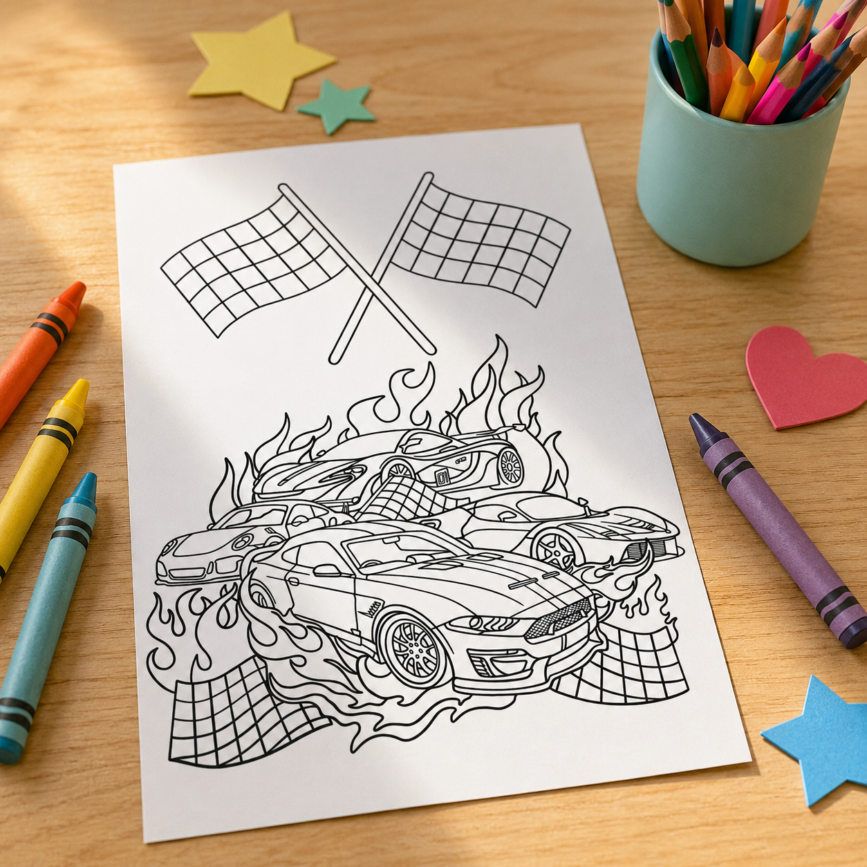 Hot Wheels Inspired Colouring Book for Kids & Car Lovers