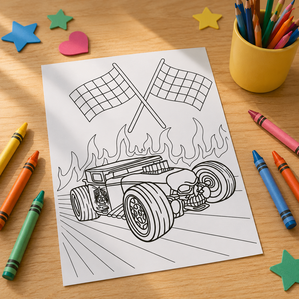Hot Wheels Inspired Colouring Book for Kids & Car Lovers