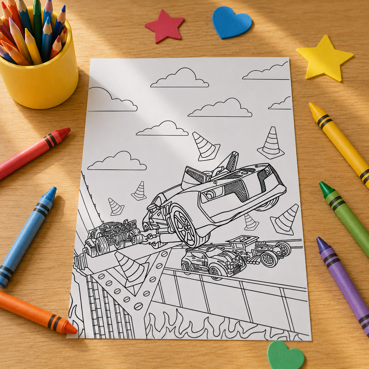 Hot Wheels Inspired Colouring Book for Kids & Car Lovers