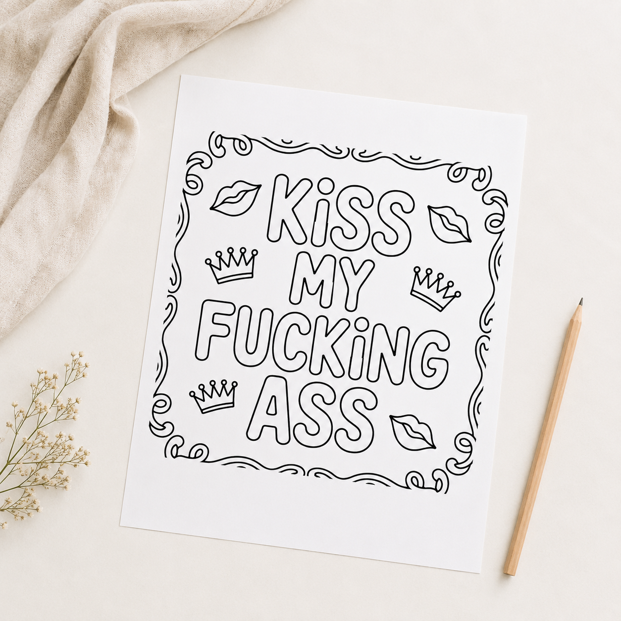 Adult Swearing Colouring Book – Funny A4 Bold Quote Colouring Pages for Adults