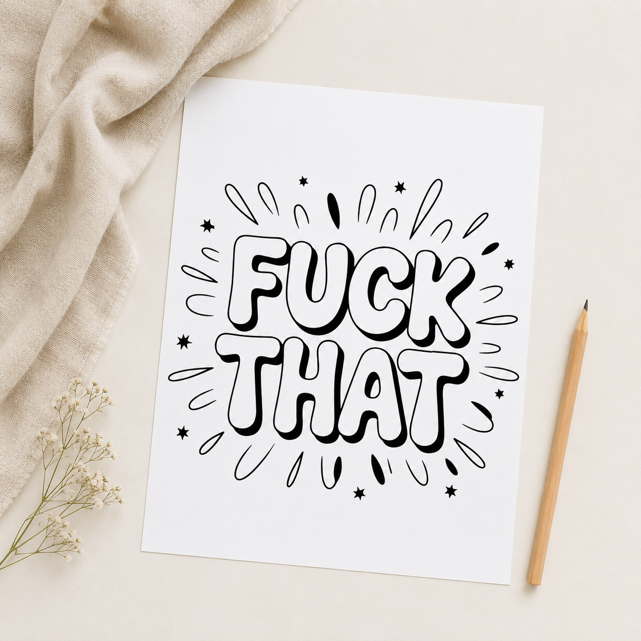 Adult Swearing Colouring Book – Funny A4 Bold Quote Colouring Pages for Adults
