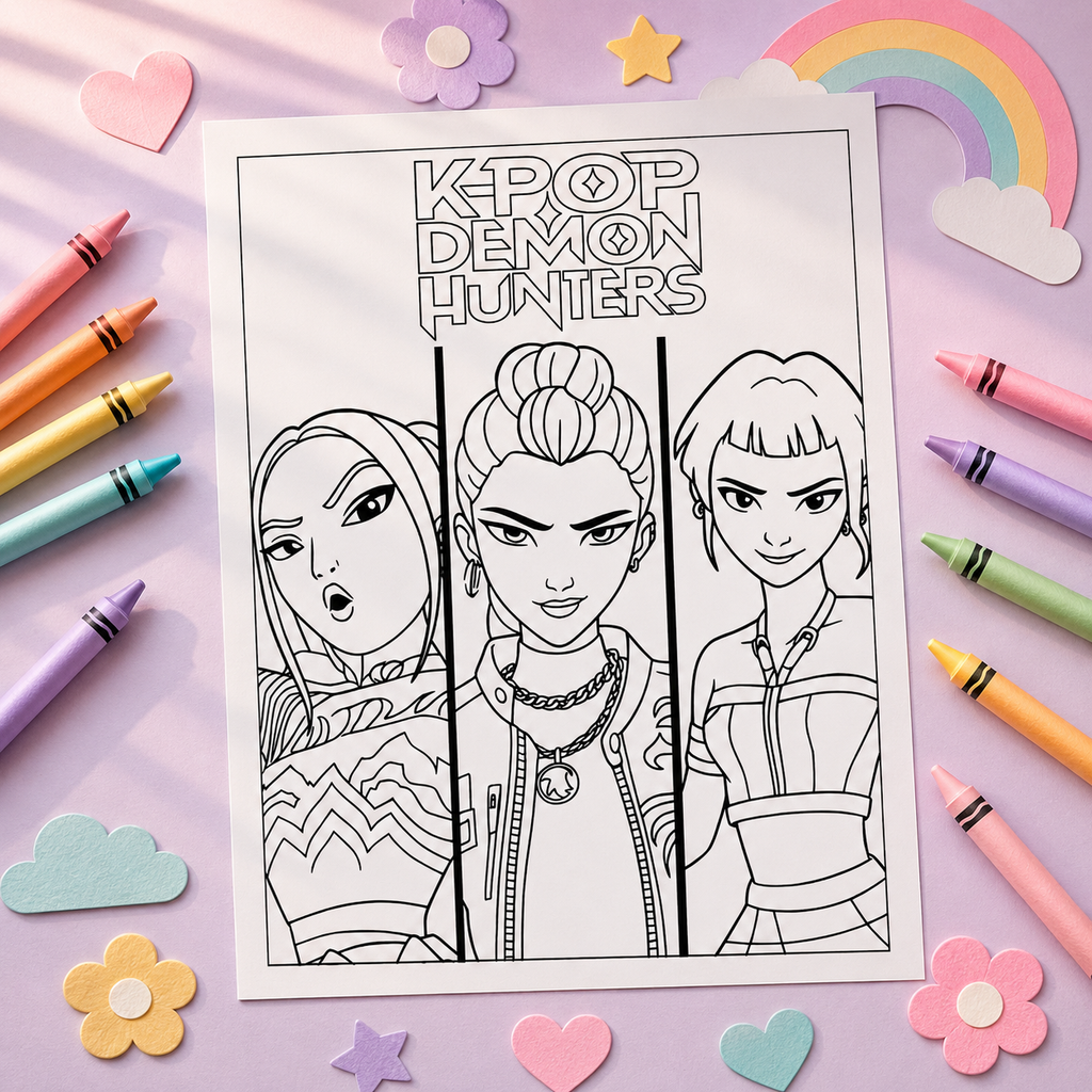 K-Pop Demon Hunters Colouring Book | 30 Page Anime & K-Pop Inspired Colouring Book