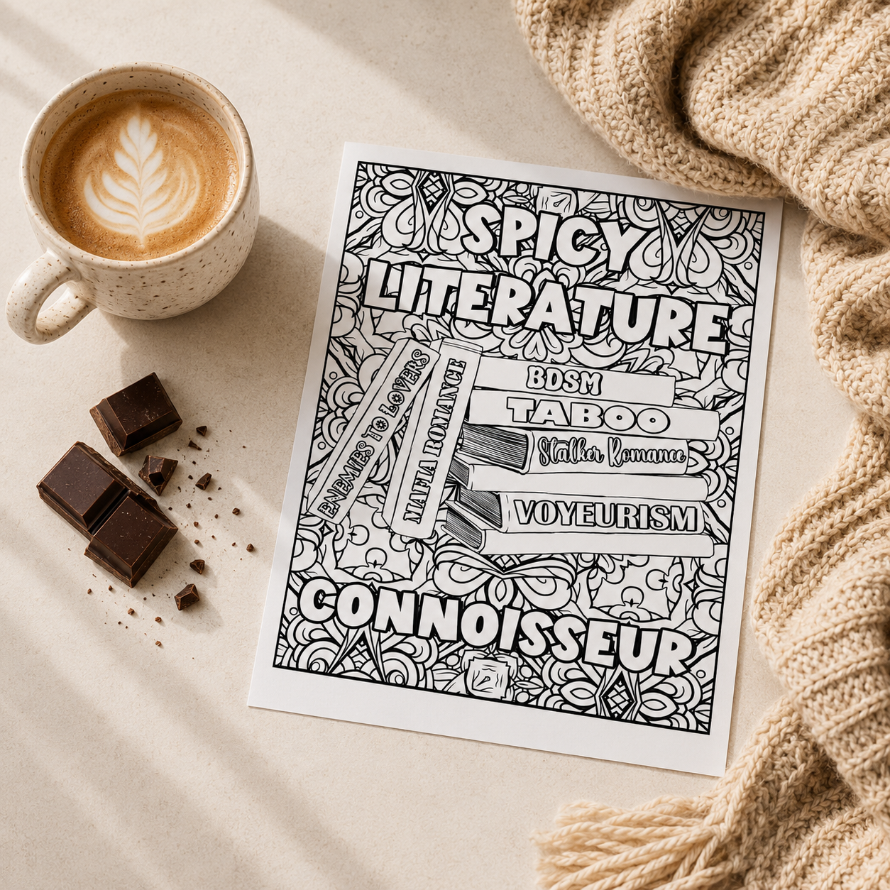 Spicy Smut Colouring Book – 20 Page Adult Colouring Book for Book Lovers & Romance Readers