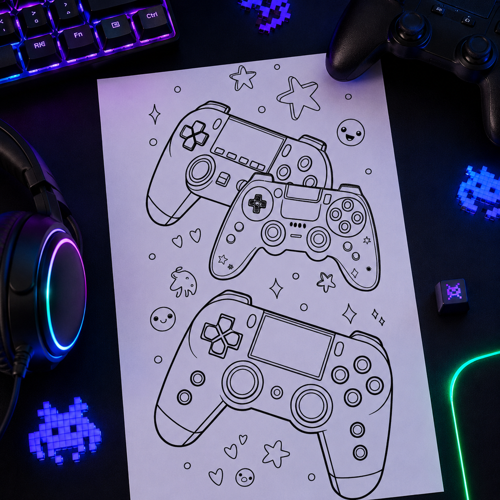 Gaming Colouring Book for Teens – 20 Premium Pages