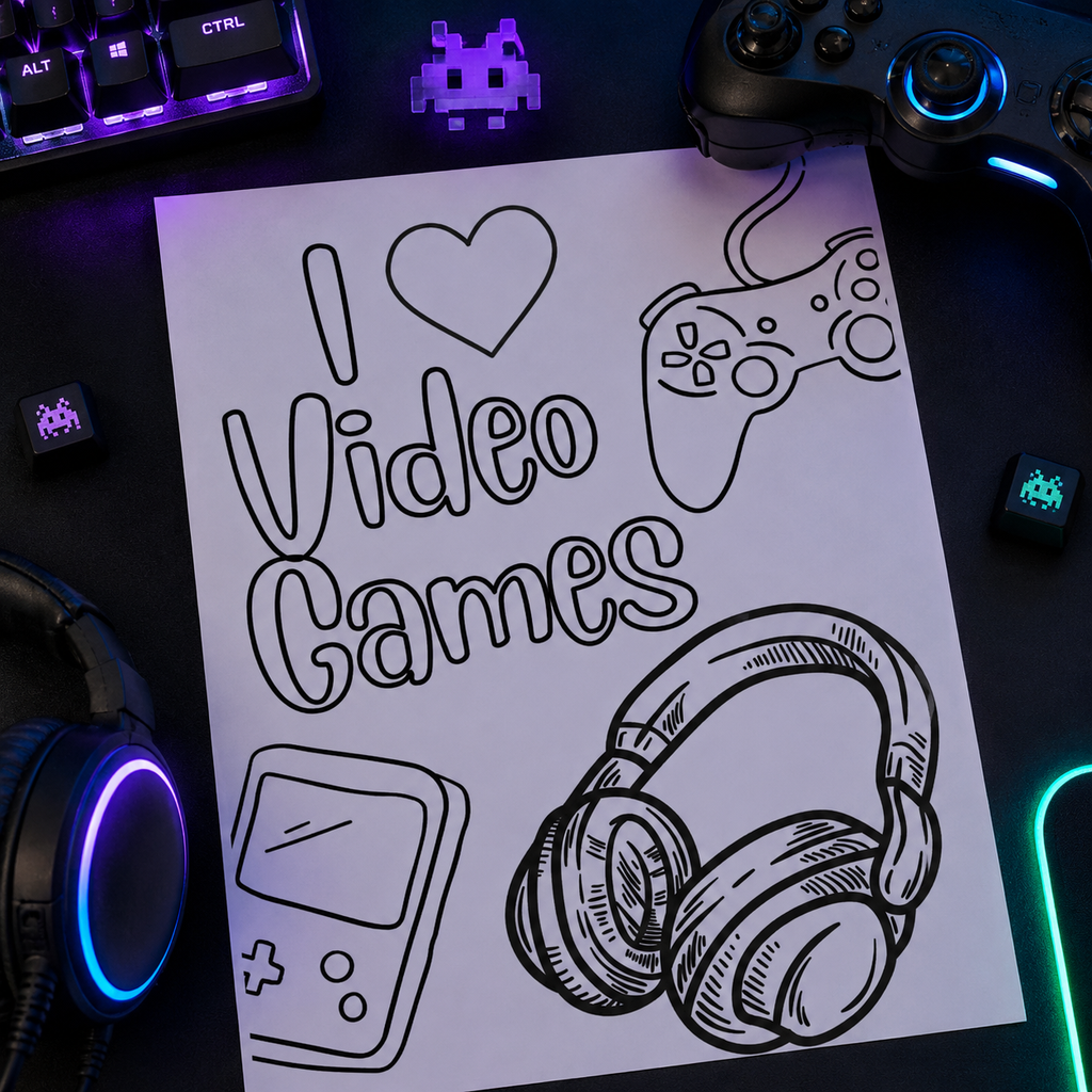 Gaming Colouring Book for Teens – 20 Premium Pages