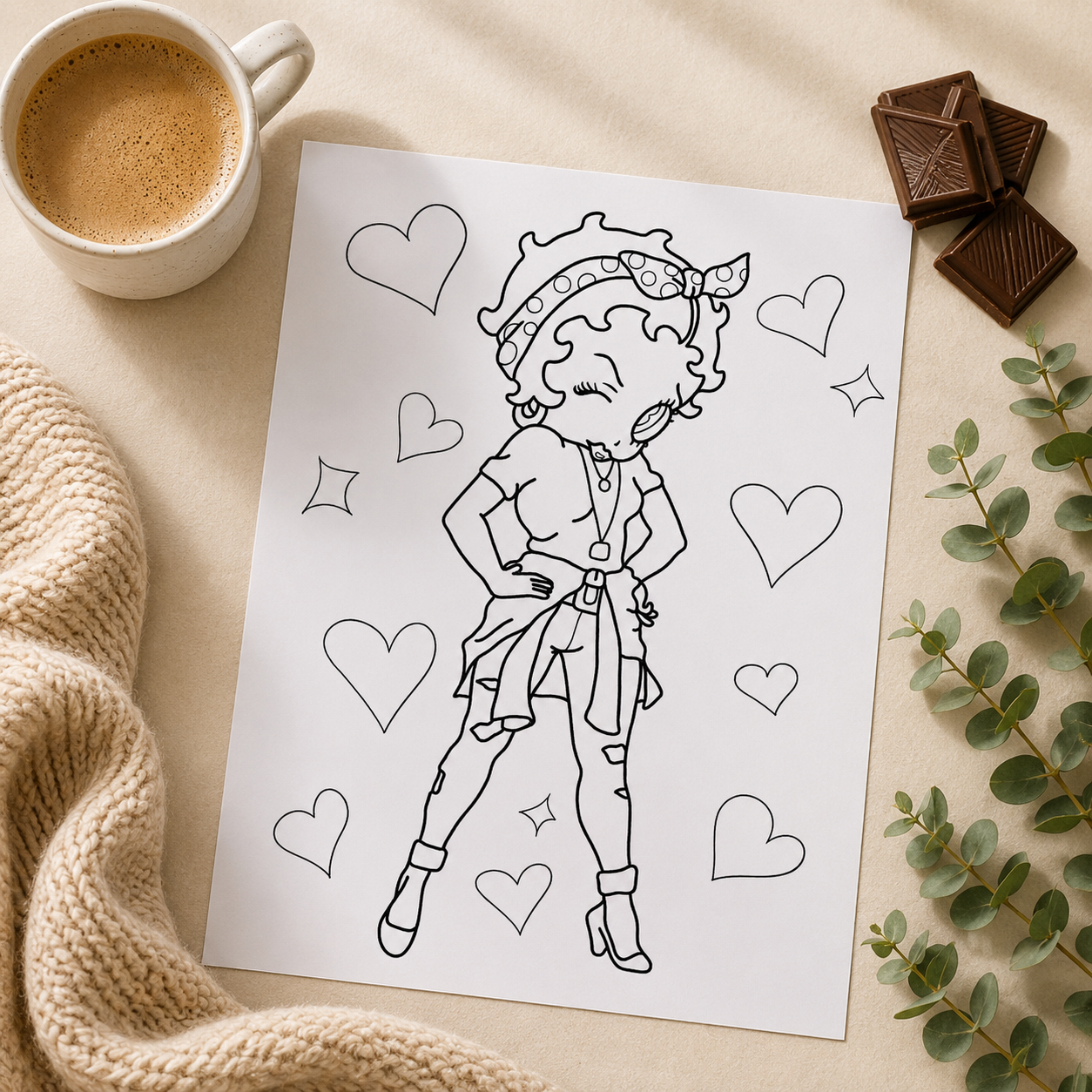 Betty Boop Inspired Colouring Book