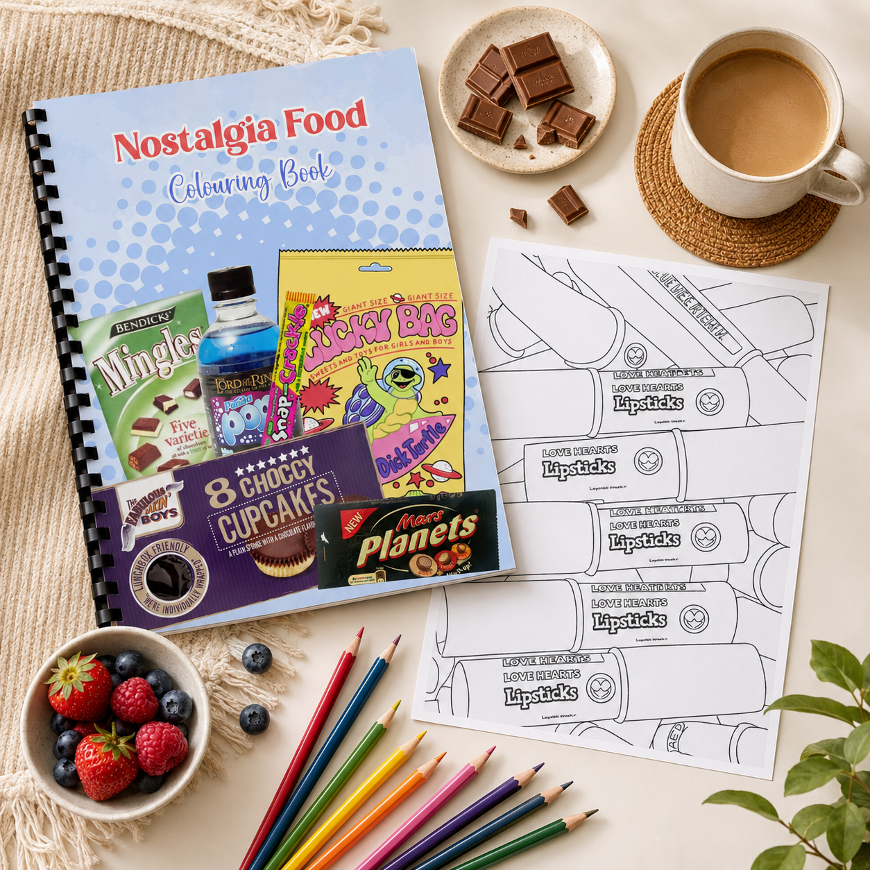 Nostalgia Food Colouring Book – Retro Snacks & Sweets A4 Colouring Pages