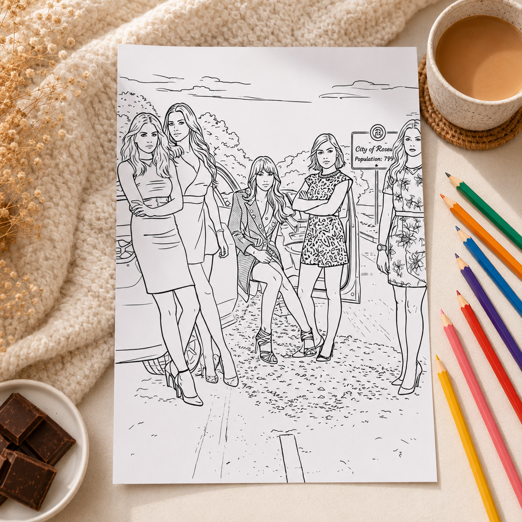 Pretty Little Liars Colouring Book – A4, 20 Pages, 120gsm Paper