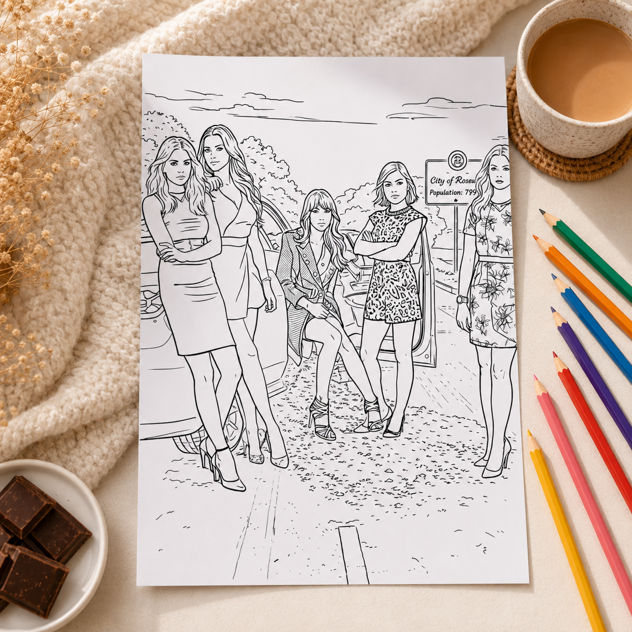Pretty Little Liars Colouring Book – A4, 20 Pages, 120gsm Paper