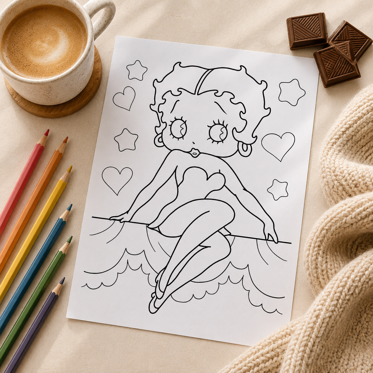 Betty Boop Inspired Colouring Book