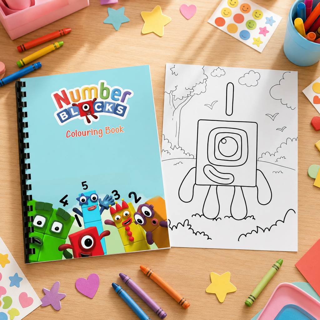 Number Blocks Inspired Colouring Book
