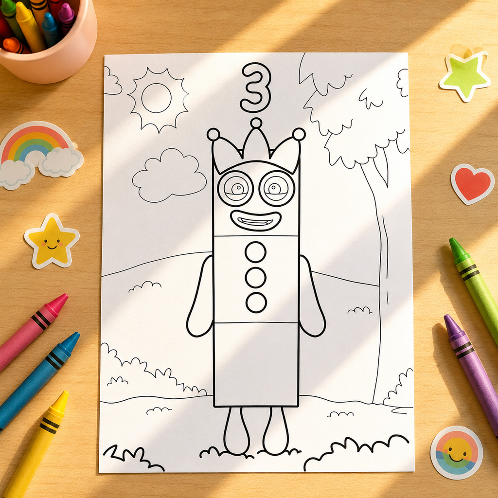 Number Blocks Inspired Colouring Book