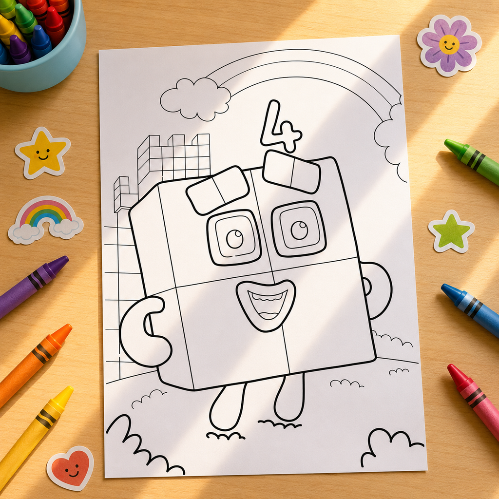 Number Blocks Inspired Colouring Book