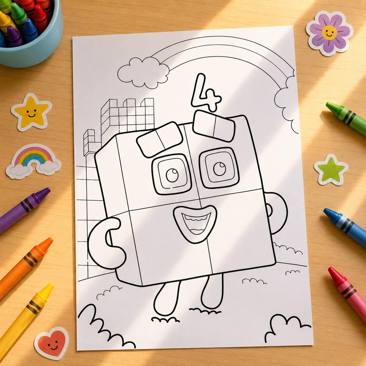Number Blocks Inspired Colouring Book