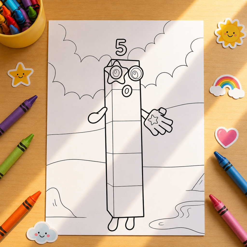 Number Blocks Inspired Colouring Book