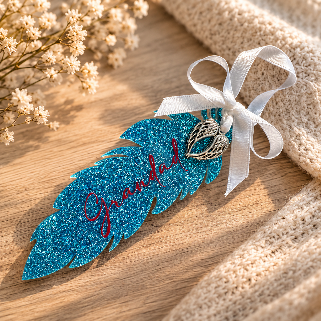Personalised Acrylic Feather Memorial Keepsake