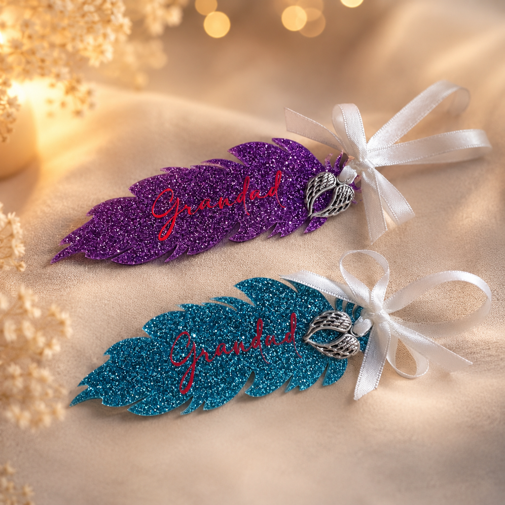 Personalised Acrylic Feather Memorial Keepsake
