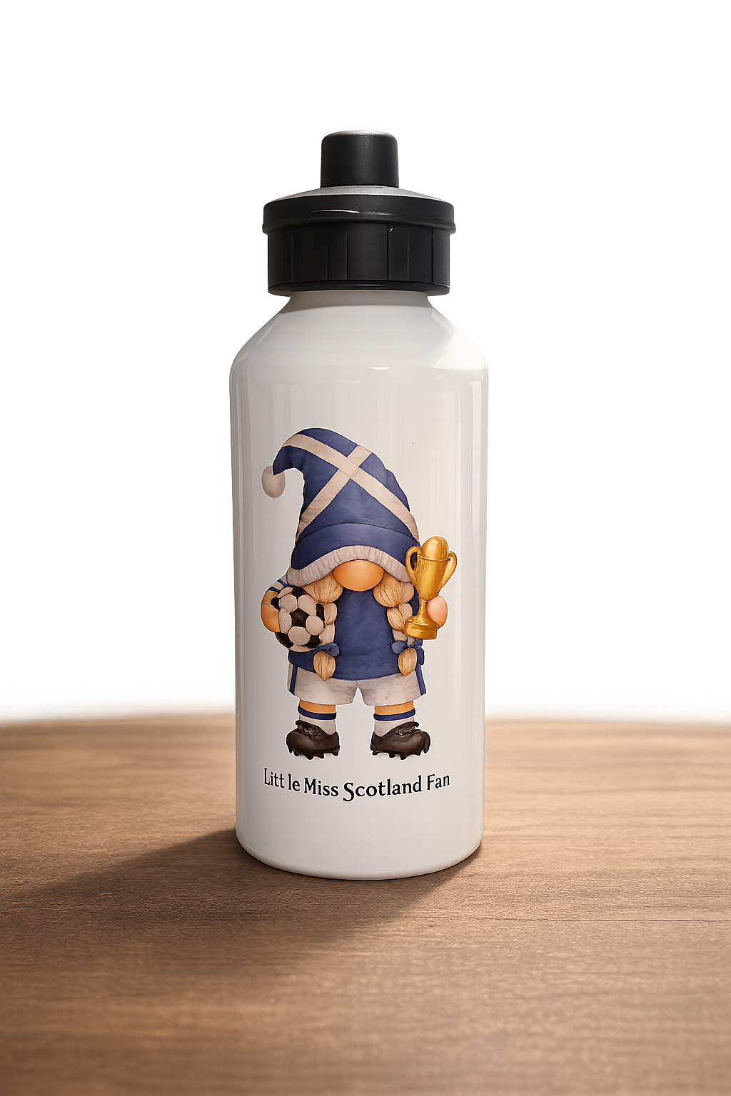 Little Miss Scotland Fan Water Bottle – 500ml Aluminium Drinks Bottle – Scotland Football Gonk Bottle for Girls