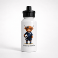 Little Miss Scotland Fan Water Bottle – 500ml Personalised Aluminium Drinks Bottle – Highland Cow Football Gift for Girls