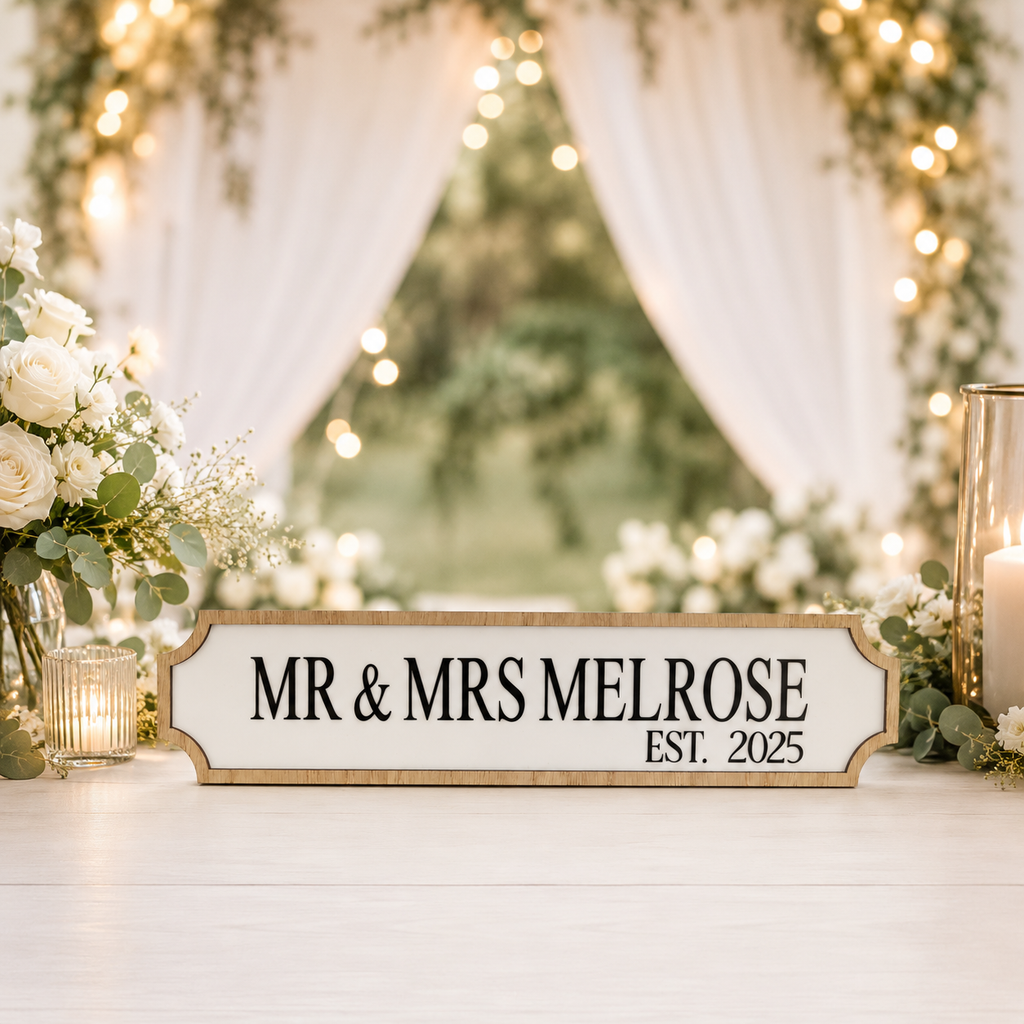 Personalised Newly Wed Street Sign Plaque | Custom Mr & Mrs Wedding Sign | Wedding Gift for Couple | Engagement & New Home Decor