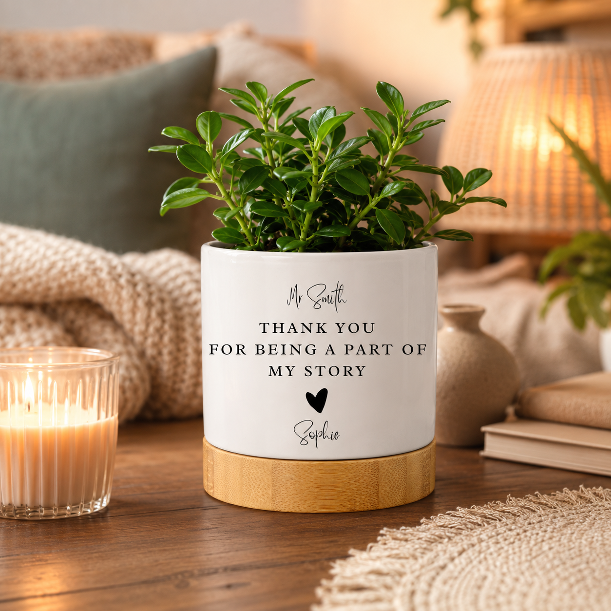 Personalised Teacher Plant Pot Gift | Thank You Teacher Planter | Custom Teacher Appreciation Pot | End of Term Teacher Gift