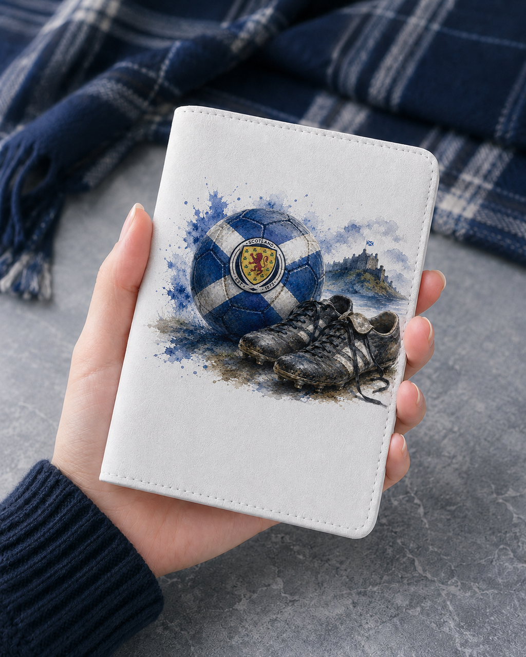 Personalised Scotland Football Passport Holder – Scottish Flag Travel Cover with Initials