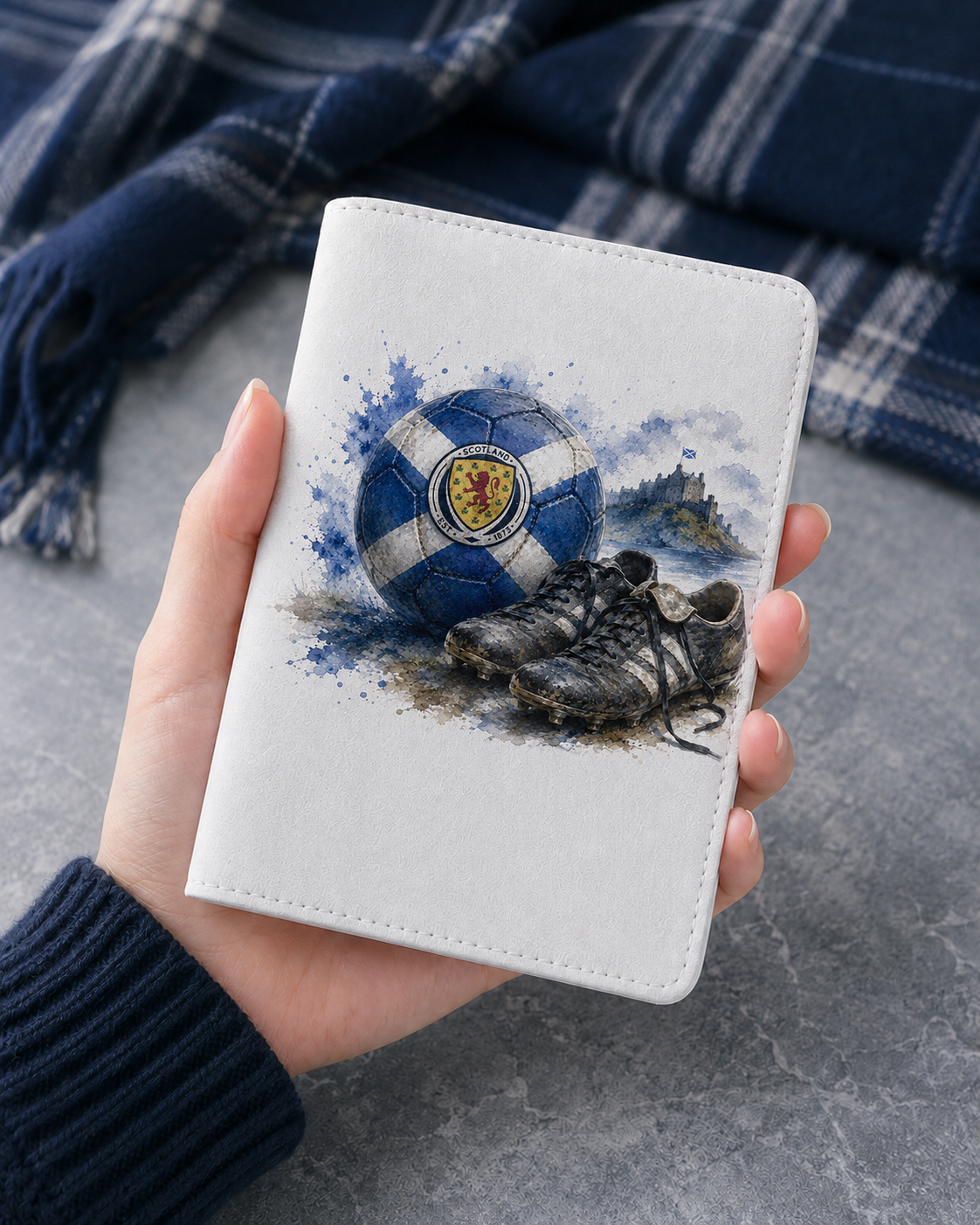 Personalised Scotland Football Passport Holder – Scottish Flag Travel Cover with Initials