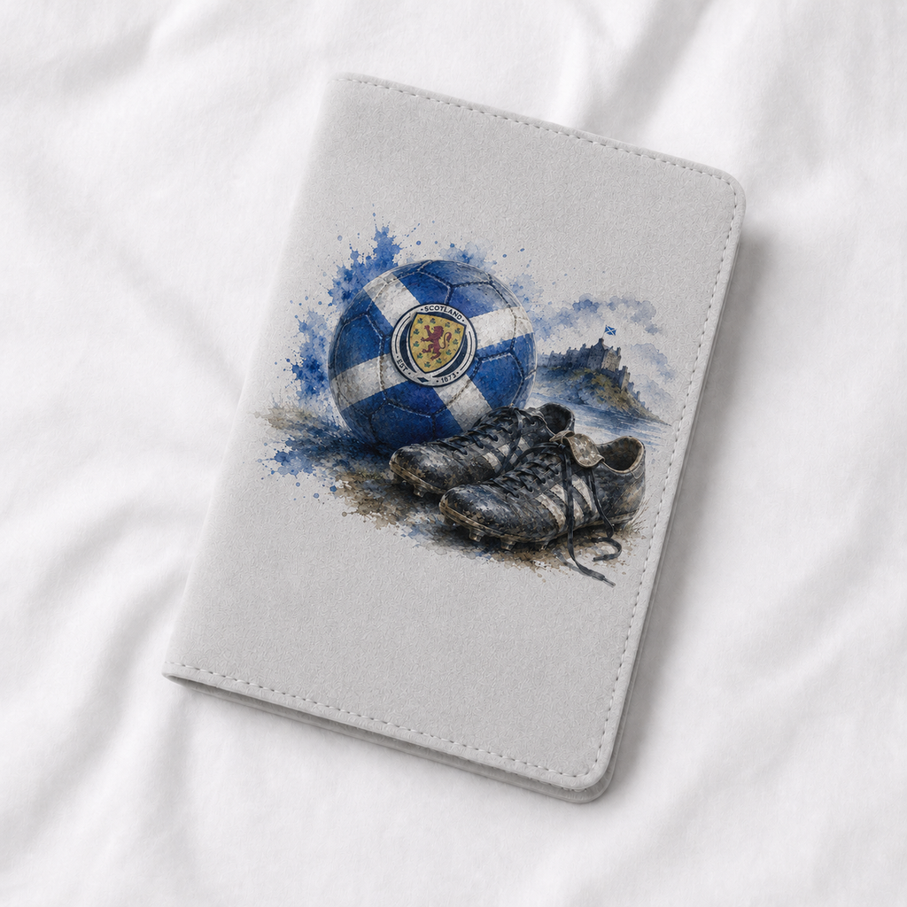 Personalised Scotland Football Passport Holder – Scottish Flag Travel Cover with Initials