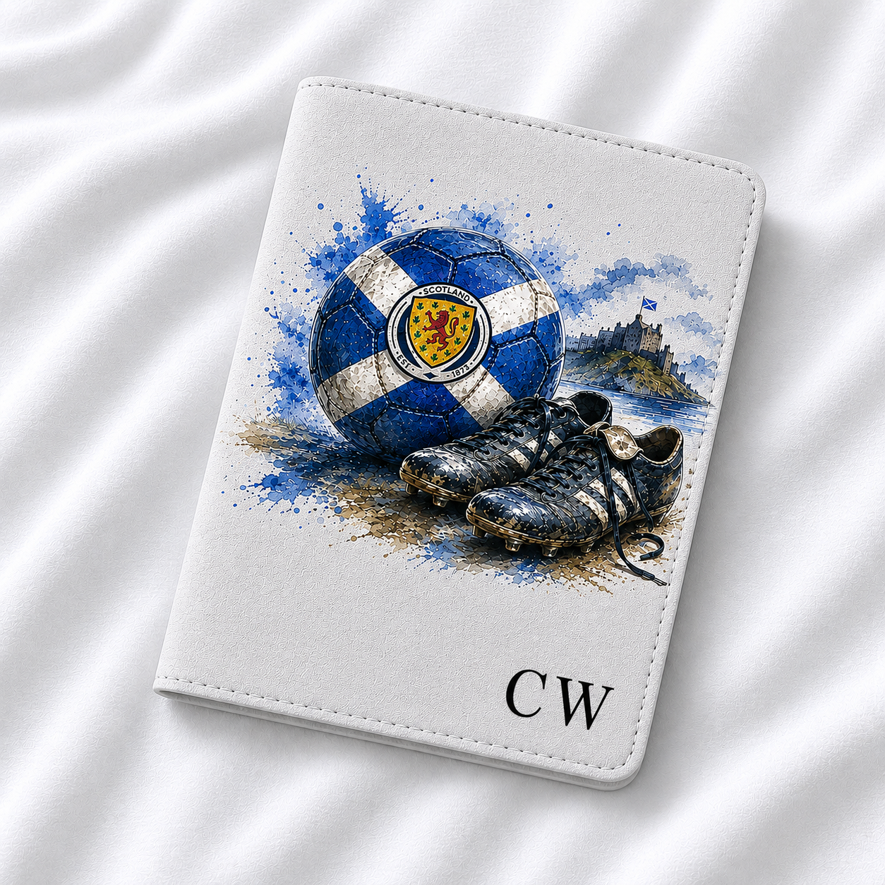 Personalised Scotland Football Passport Holder – Scottish Flag Travel Cover with Initials