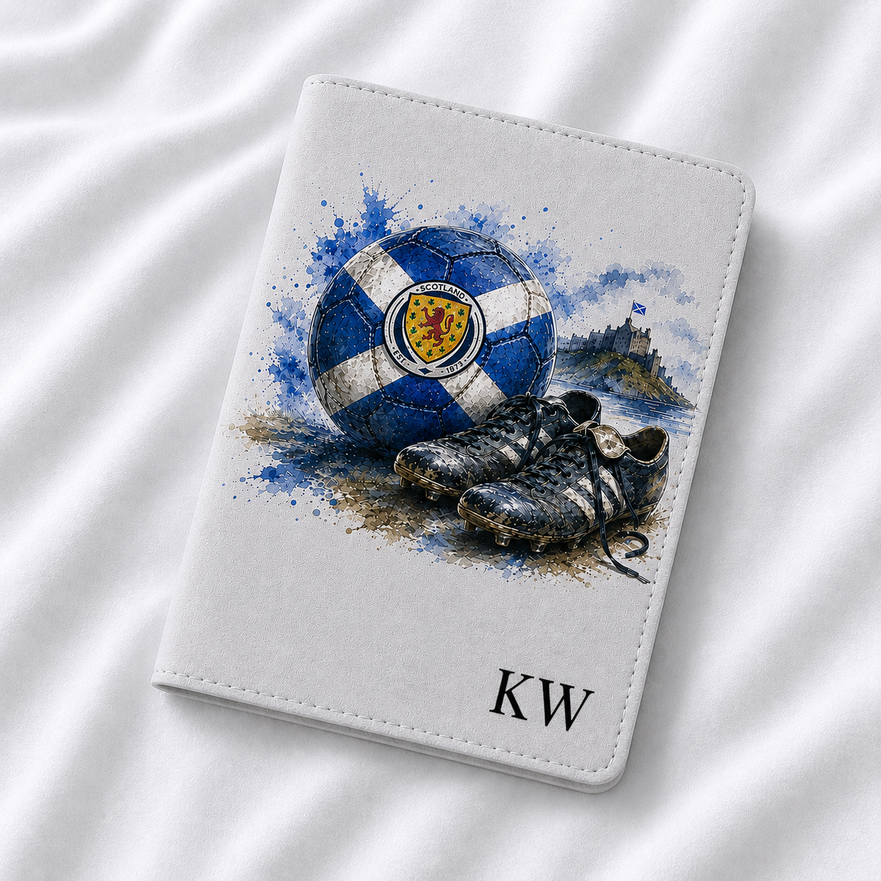 Personalised Scotland Football Passport Holder – Scottish Flag Travel Cover with Initials