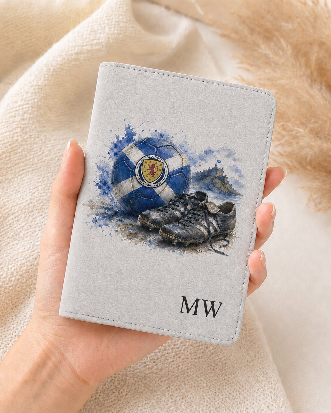 Personalised Scotland Football Passport Holder – Scottish Flag Travel Cover with Initials