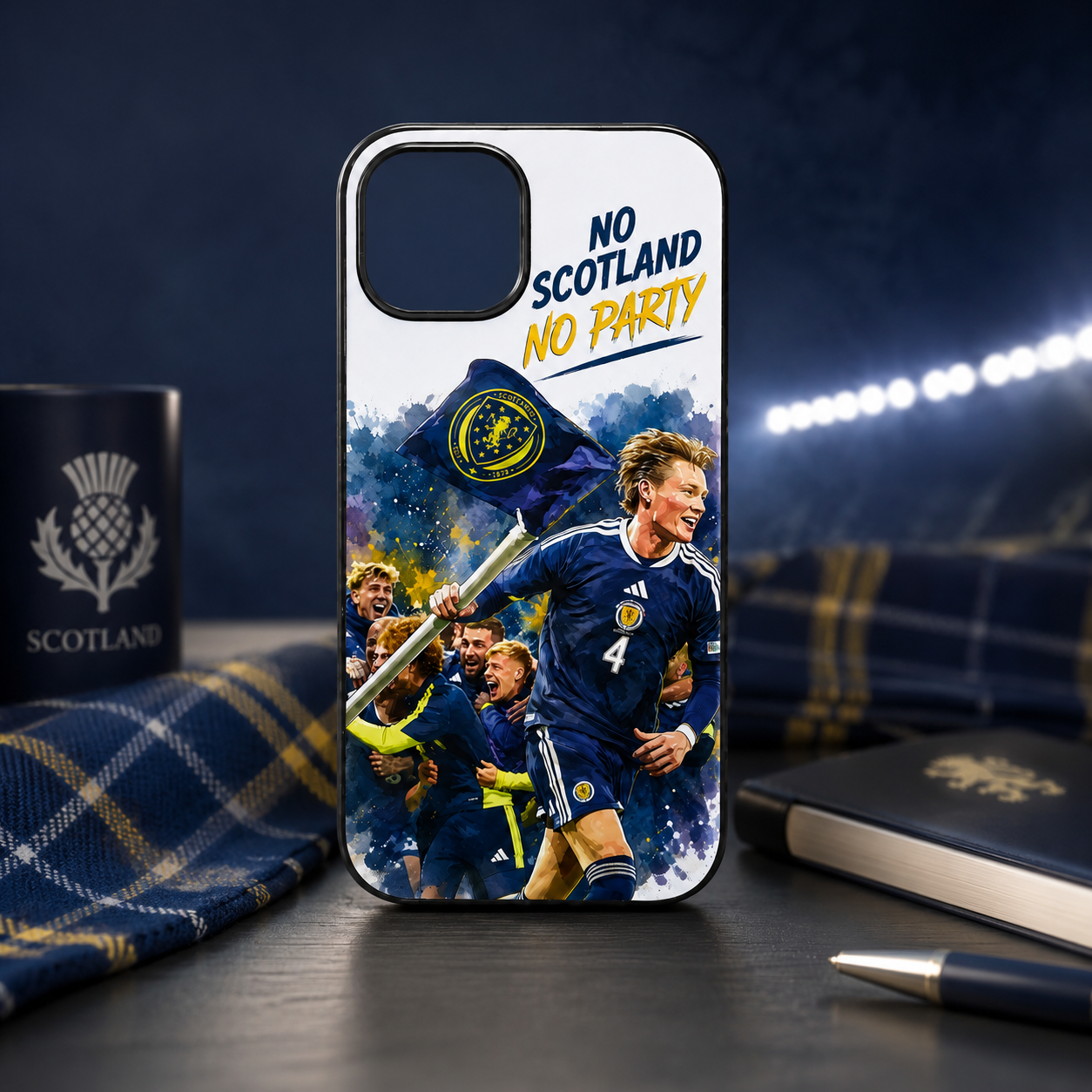 Scotland Football Black Plastic Phone Case – “No Scotland No Party” Design