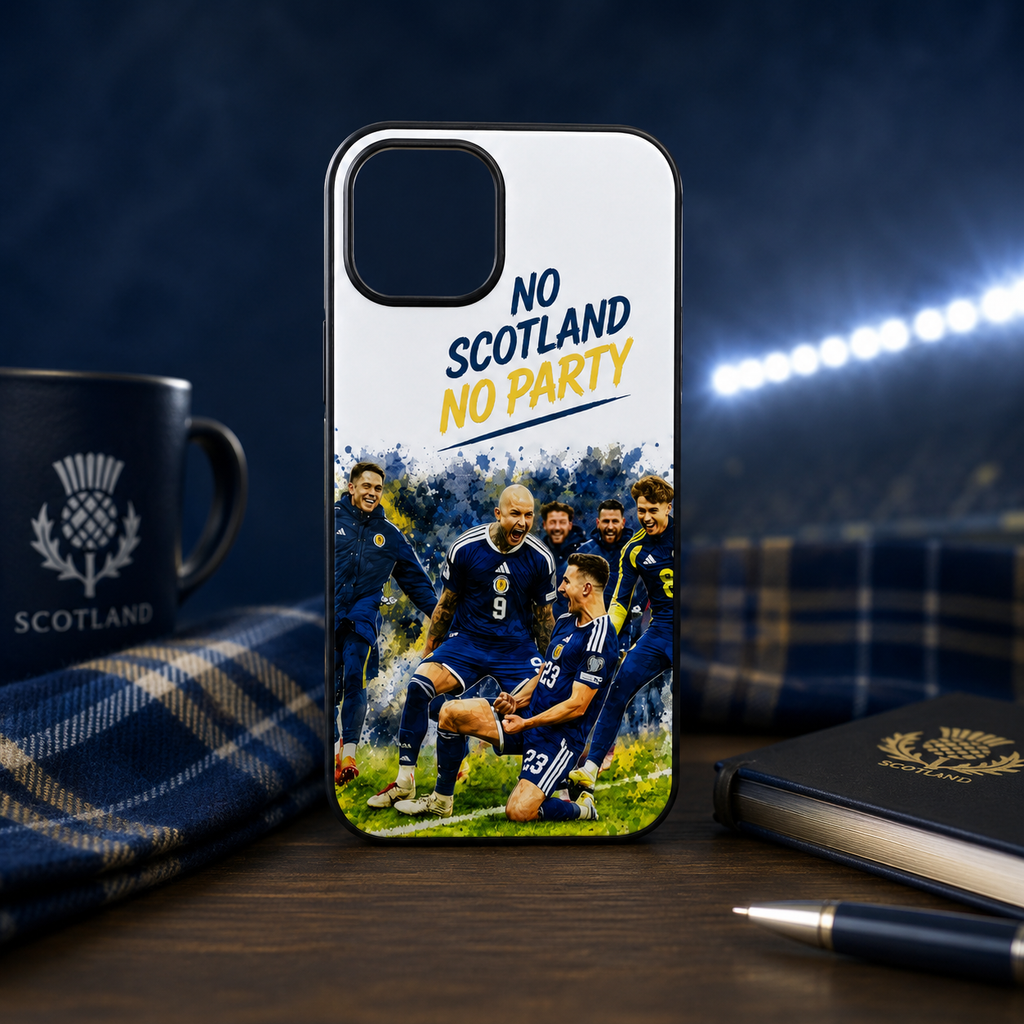 Scotland Football Black Plastic Phone Case – “No Scotland No Party” Design
