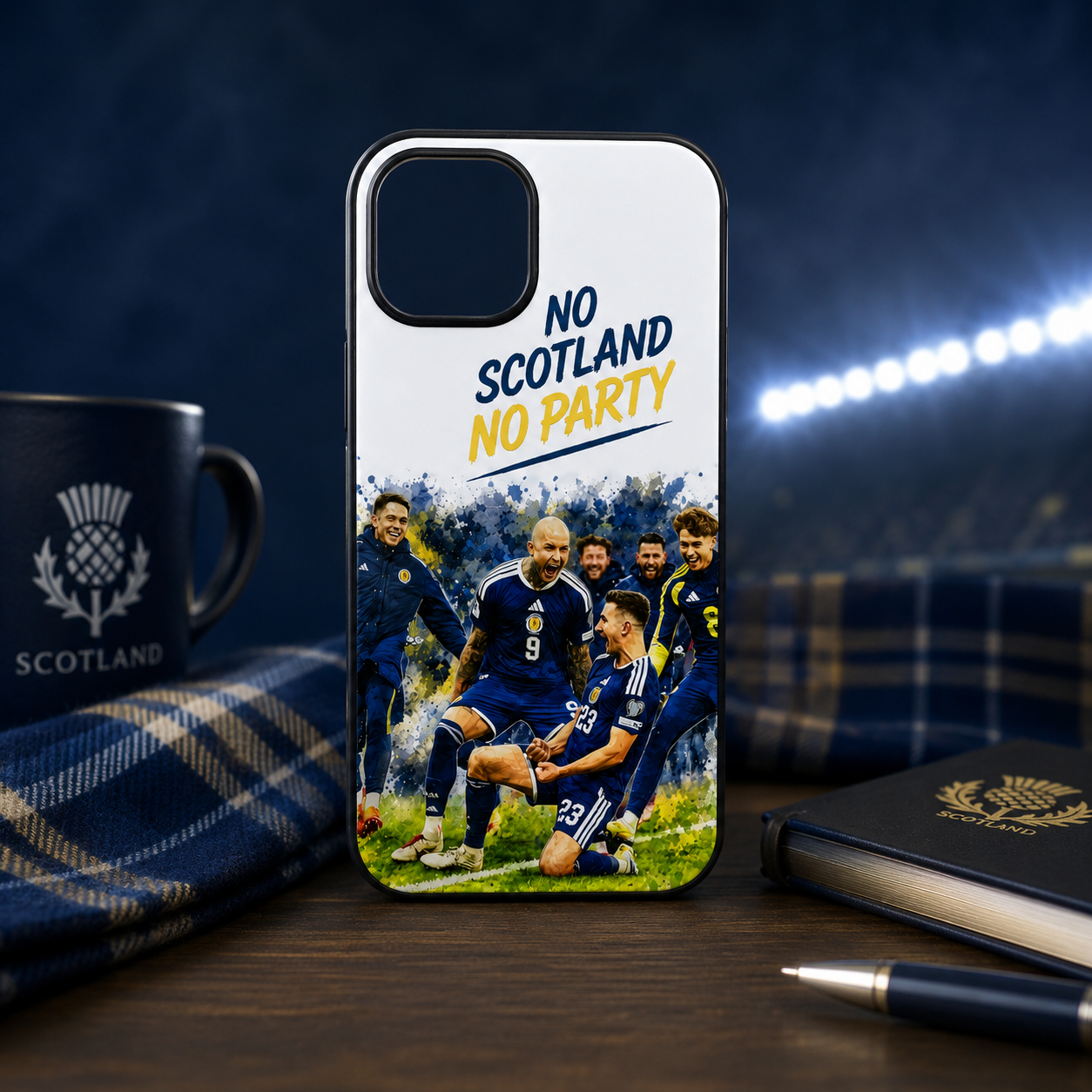 Scotland Football Black Plastic Phone Case – “No Scotland No Party” Design
