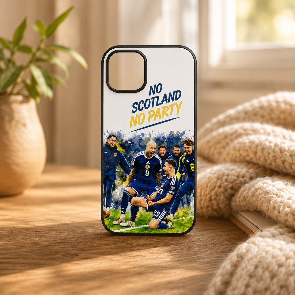 Scotland Football Black Plastic Phone Case – “No Scotland No Party” Design
