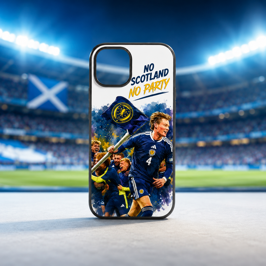 Scotland Football Black Plastic Phone Case – “No Scotland No Party” Design