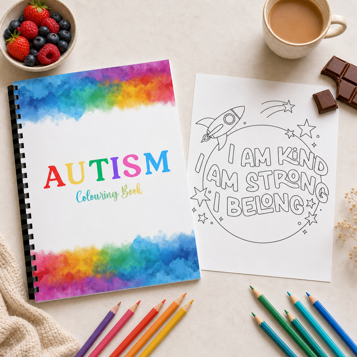 Autism Affirmation Colouring Book – A4 Inspirational Colouring Pages