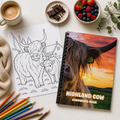 Highland Cow Colouring Book – A4 20 Page Colouring Book for Adults & Kids