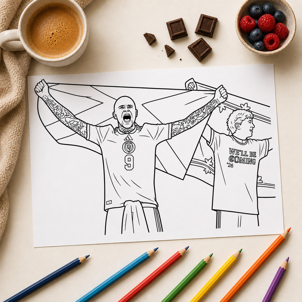 Scotland 2026 Colouring Book – Football Activity Book for Kids & Adults