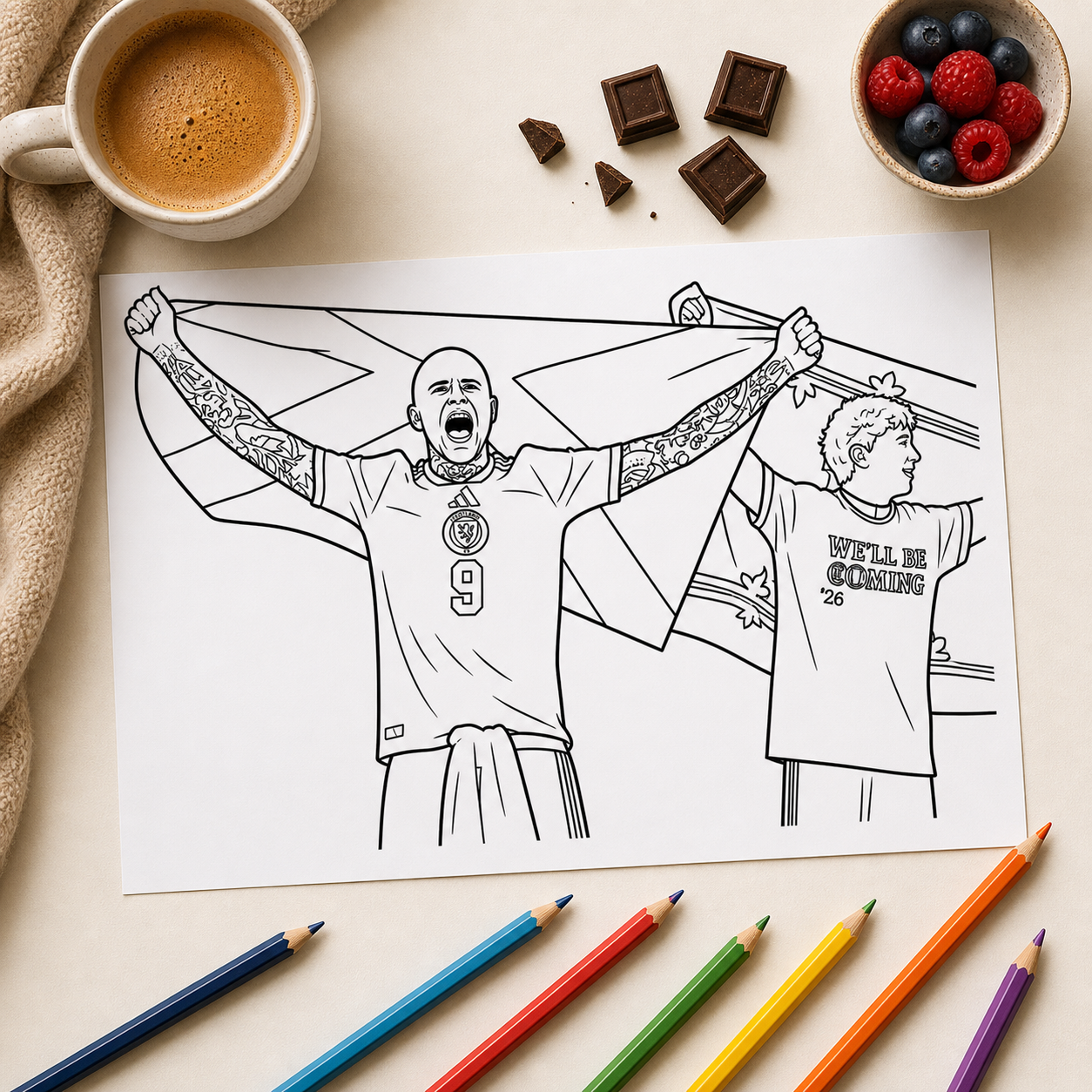 Scotland 2026 Colouring Book – Football Activity Book for Kids & Adults