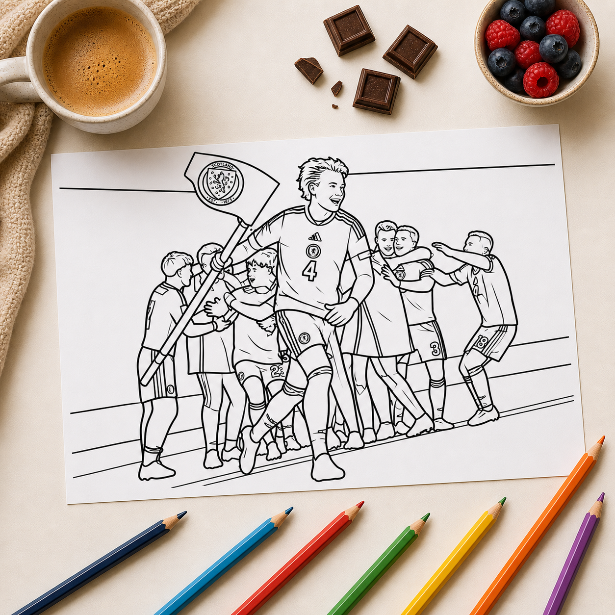 Scotland 2026 Colouring Book – Football Activity Book for Kids & Adults